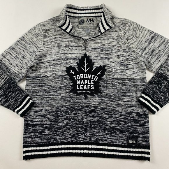 Ilanco Sweaters Toronto Maple Leafs 4 Zip Pullover Knit Sweater Jumper Mens Xl Hockey Nhl